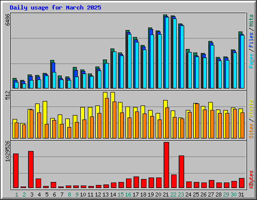 Daily usage for March 2025