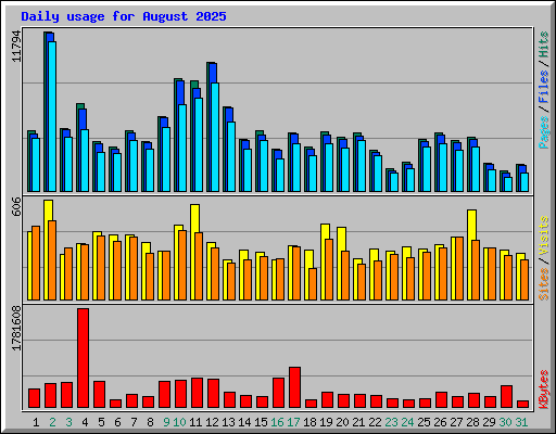 Daily usage for August 2025